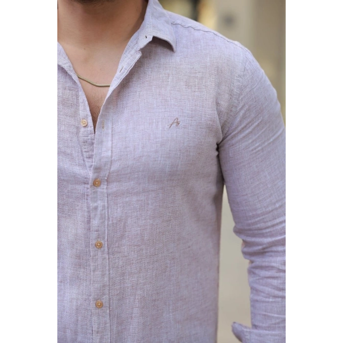 Erkek Pamuklu Keten Gömlek