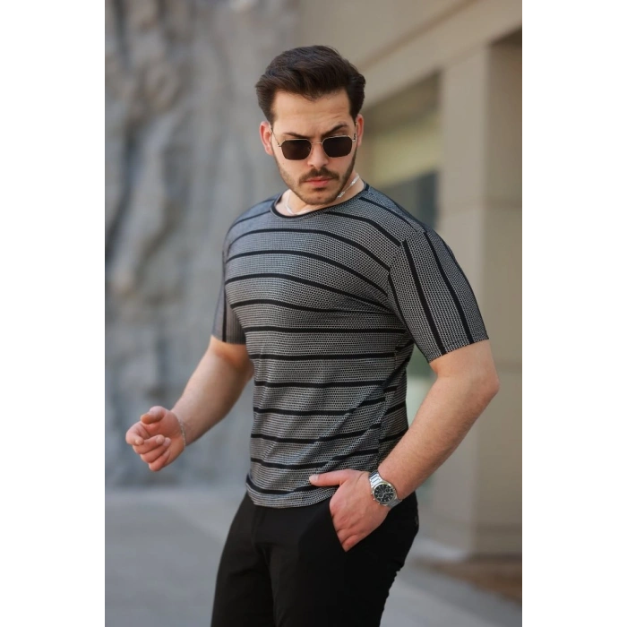 Erkek Petek Desenli Kısa Kollu Tshirt