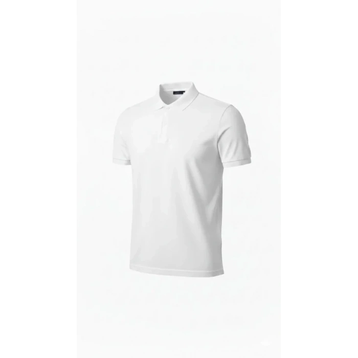 Erkek Pike Kumaş Düğmeli Yaka Regular Fit Günlük Kısa Kol Tişört Tshirt  Beyaz