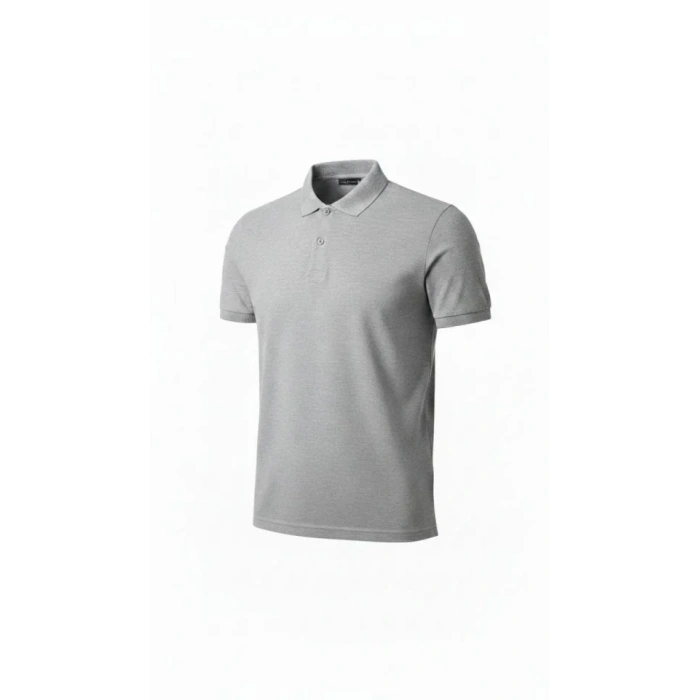 Erkek Pike Kumaş Düğmeli Yaka Regular Fit Günlük Kısa Kol Tişört Tshirt  Gri