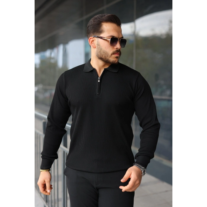 Erkek Selanik örme Yakalı Uzun Kollu Triko