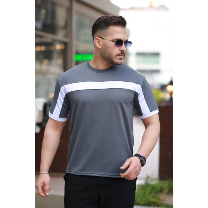 Erkek şerit Detaylı Kısa Kollu Tshirt