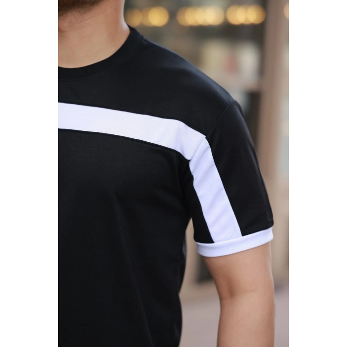 Erkek şerit Detaylı Kısa Kollu Tshirt