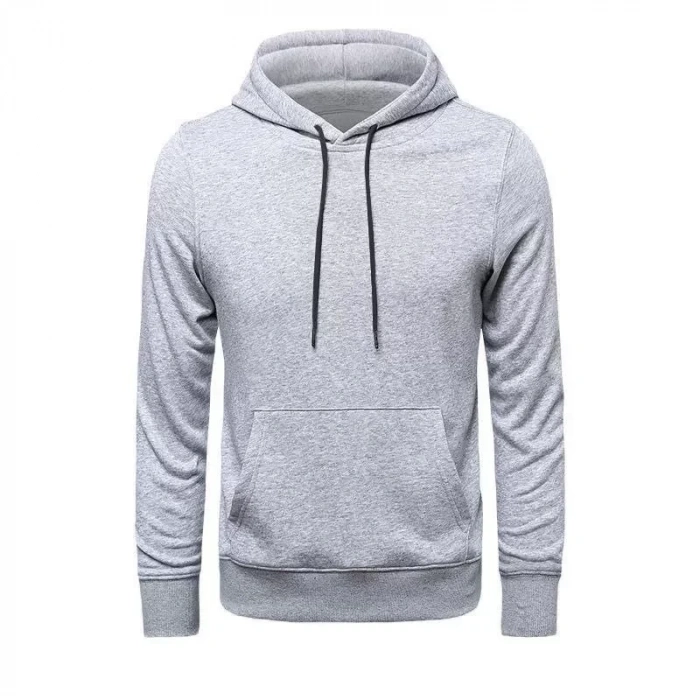 Erkek Uzun Kol Kapşonlu Basic weatshirt Hoodie  Gri