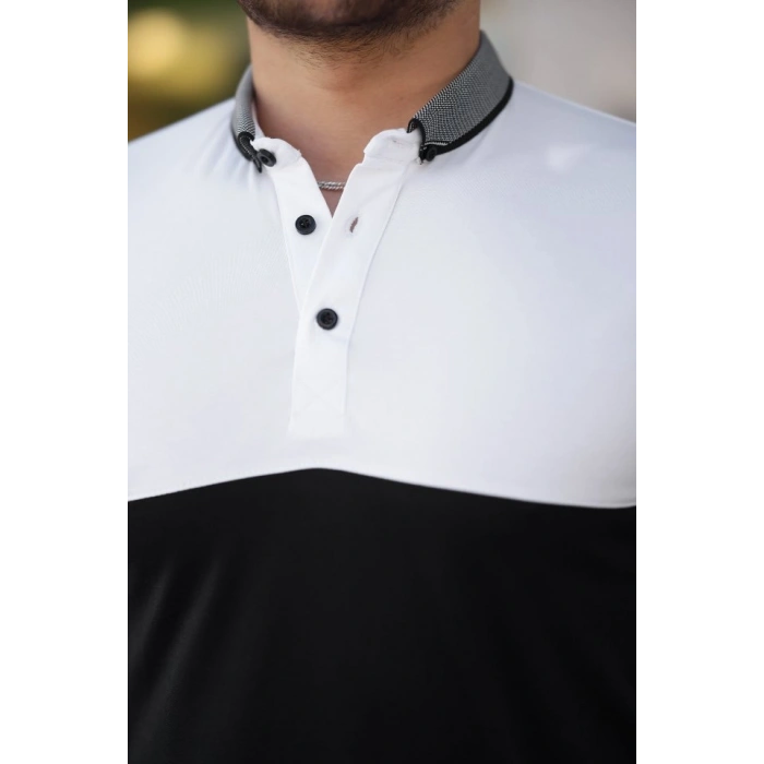 Erkek Yakalı çift Renk Kısa Kollu Tshirt