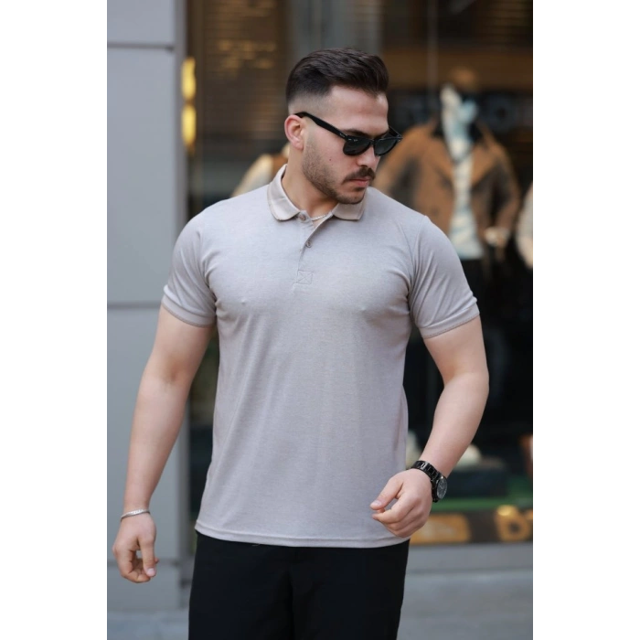 Erkek Yakalı Kagi Kumaş Kısa Kollu Tshirt