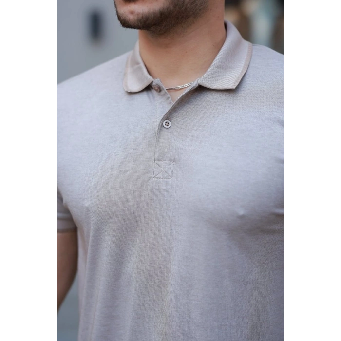 Erkek Yakalı Kagi Kumaş Kısa Kollu Tshirt