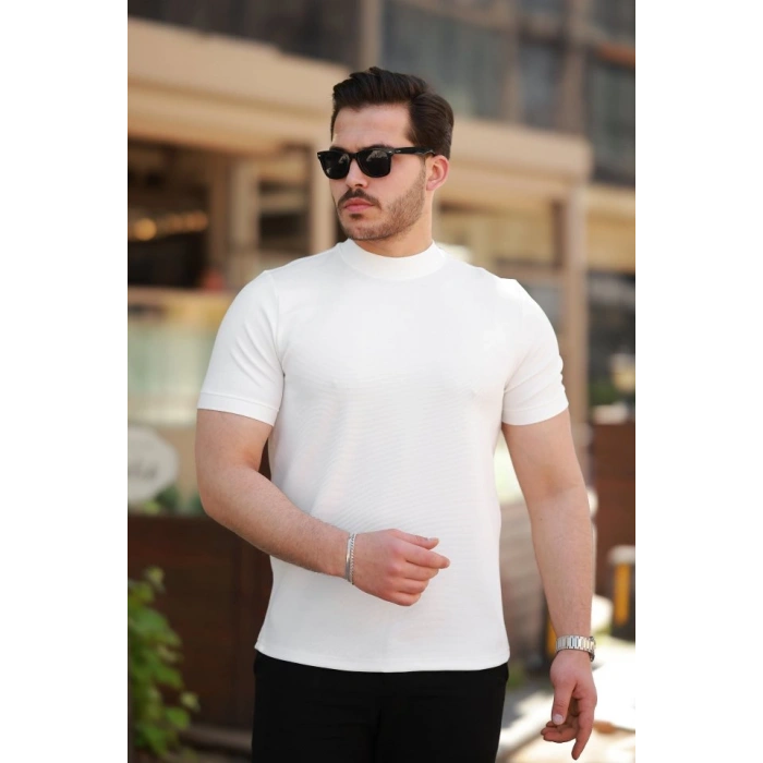 Erkek Yarım Balıkçı Yaka Kısa Kollu Tshirt