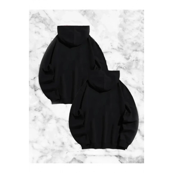 evgili Çift Kombini Örümcek Baskılı Kapüşonlu weatshirt Hoodie  iyah