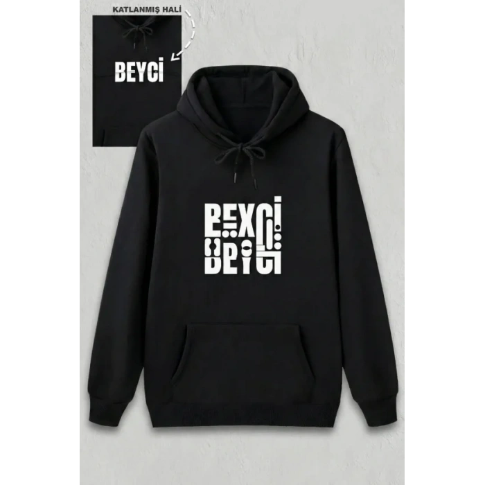 evgililer Günü Beyci Hediye Baskılı Oversize Kapüşonlu weatshirt  iyah