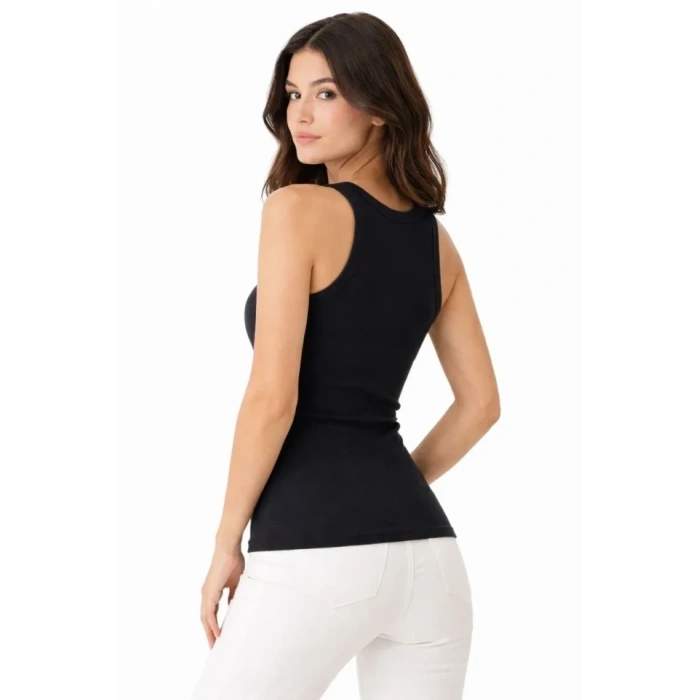 Fitilli ikralı Kaşkorse Atlet Vücuda Oturan Basic Şıklık  iyah