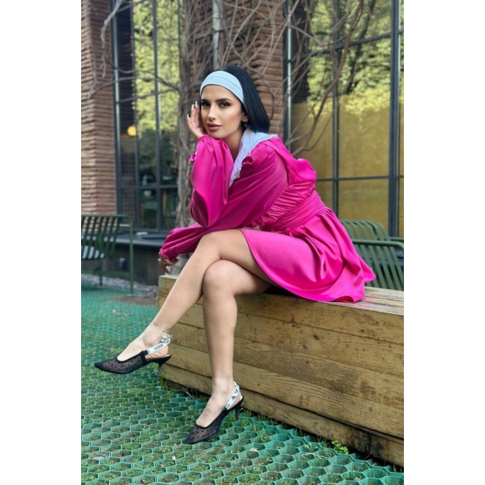 Fuşya Bebe Yakalı Elbise