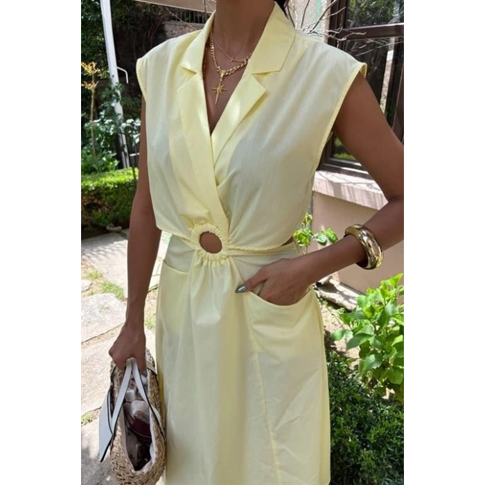 Göbeği Halka Detaylı idi Boy Elbise 2896