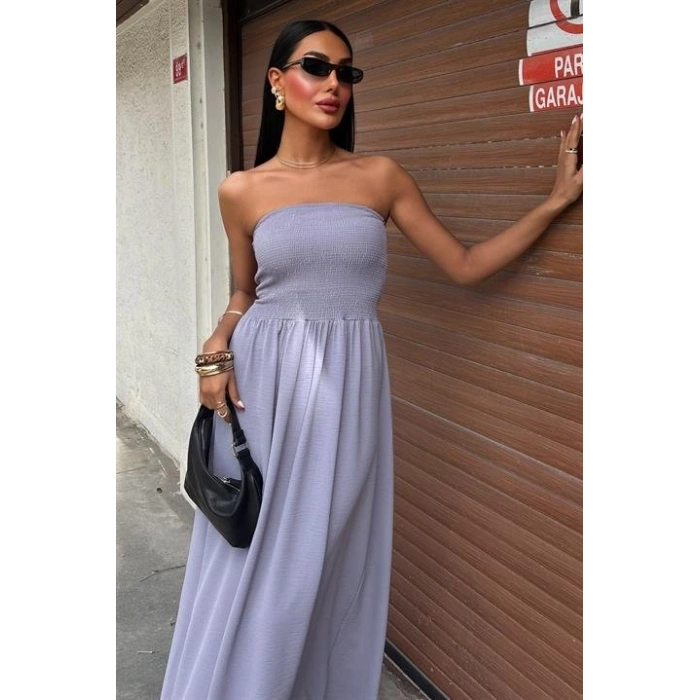 Göğsü Gipeli Straplez Elbise 2878