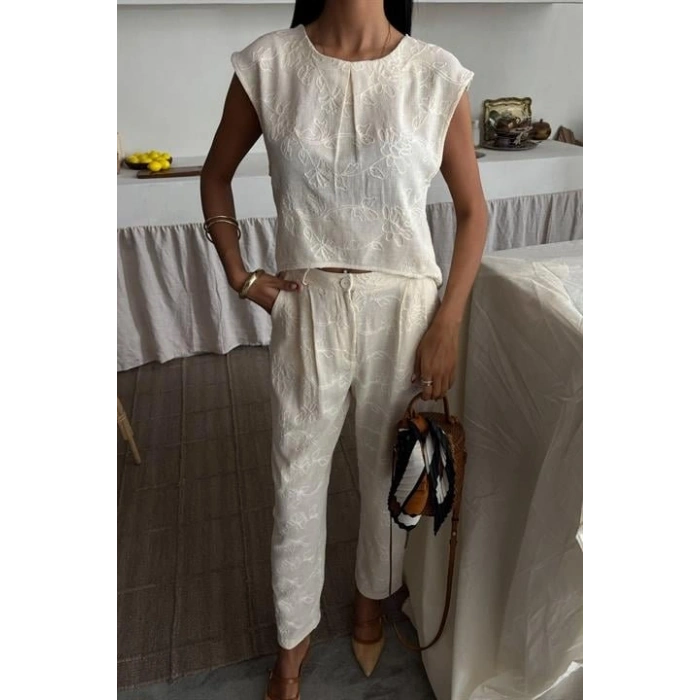 halina üzüne Nakışlı Crop Takım 979608