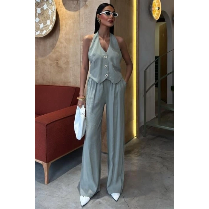 Halter Yaka Yelekli odal Takım 10144