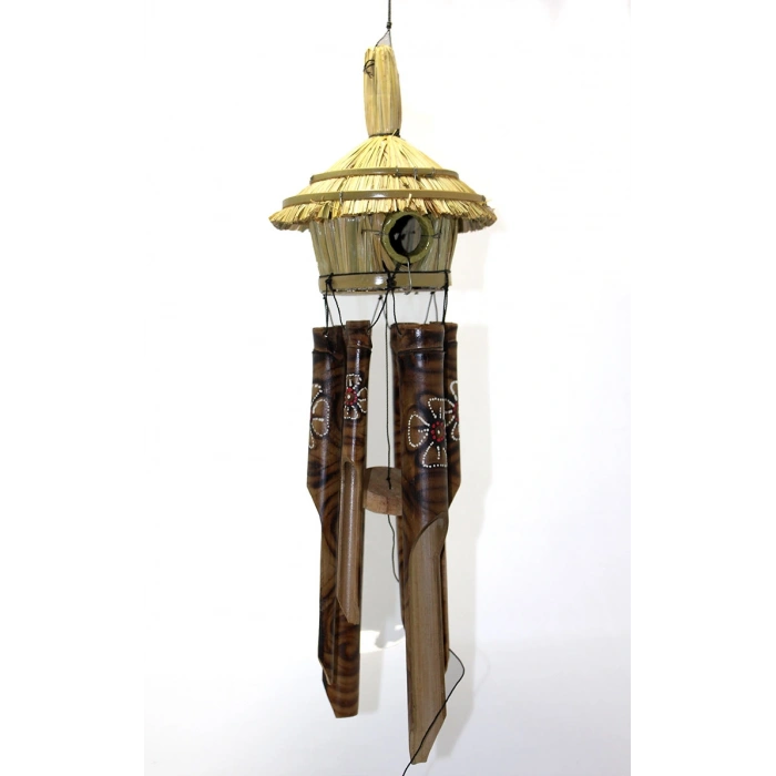 Hasır Kuş Yuvalı Bambu Çan 50 cm