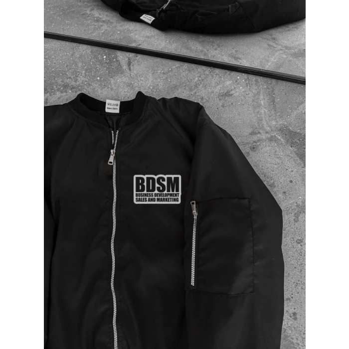 İçi Kapitone Astarlı Tam Kalıp Baskılı Bomber Ceket  iyah