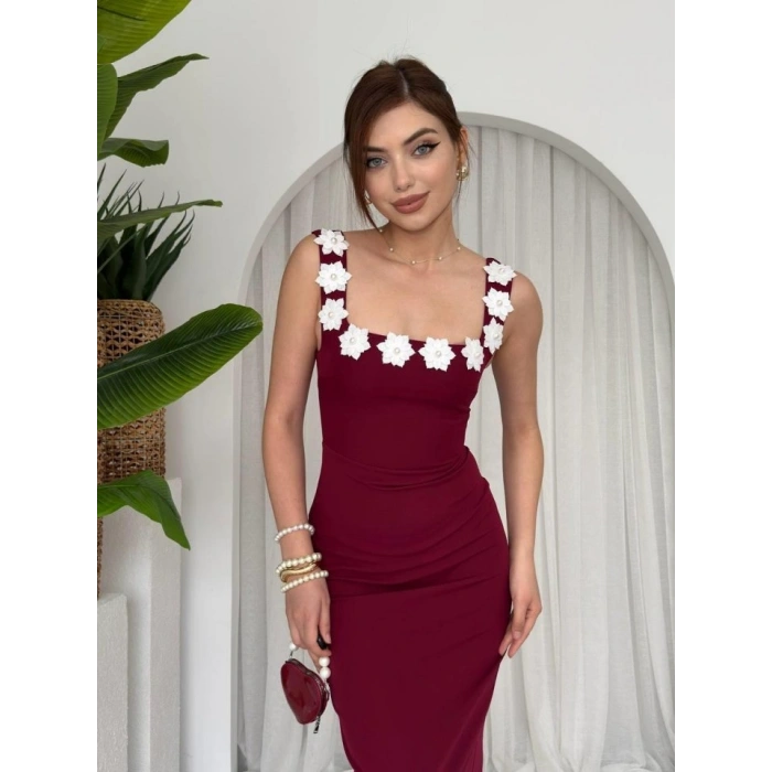 ıng Çiçek Detaylı Elbise