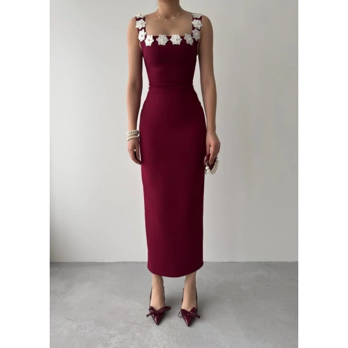 ıng Çiçek Detaylı Elbise