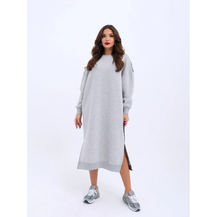 Kadın Arkası Leoparlı Yırtmaçlı Elbise