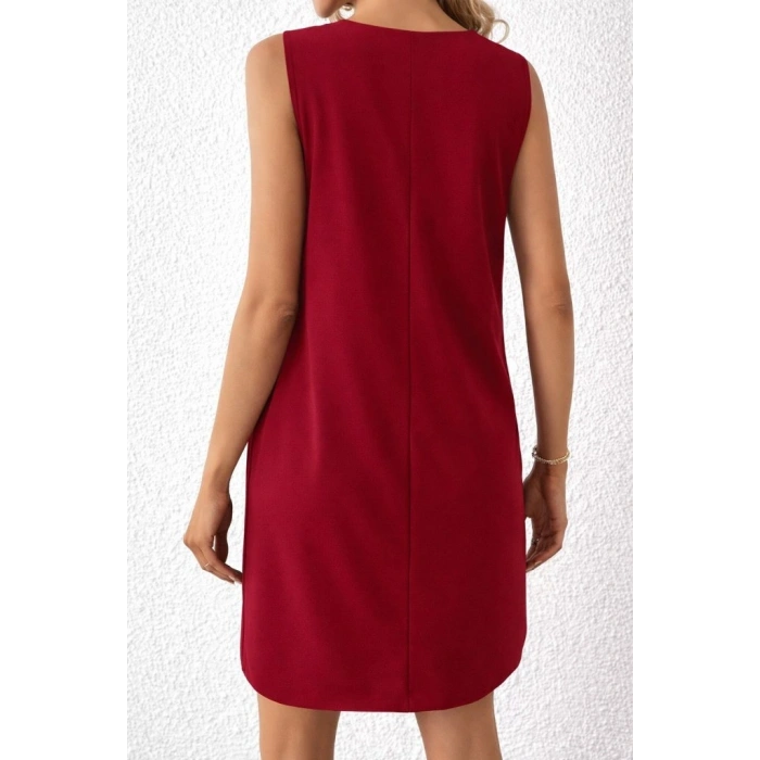 Kadın Askılı V Yakalı Mini Ithal Krep Elbise