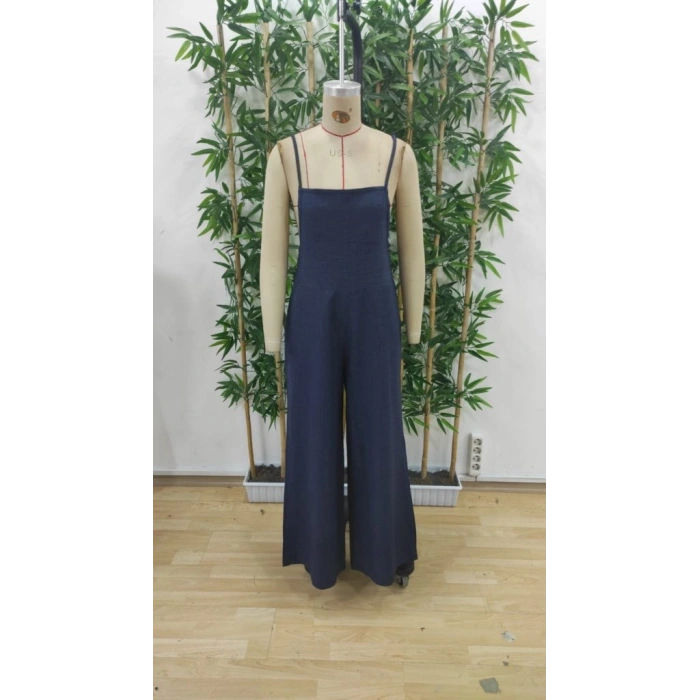 Kadın Askılı Yandan Fermuarlı Geniş Paçalı Valencia Tulum