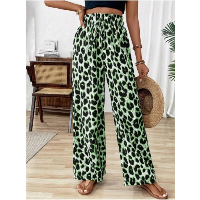 Kadın Beli Lastikli Leopar Desen Süprem Pantolon