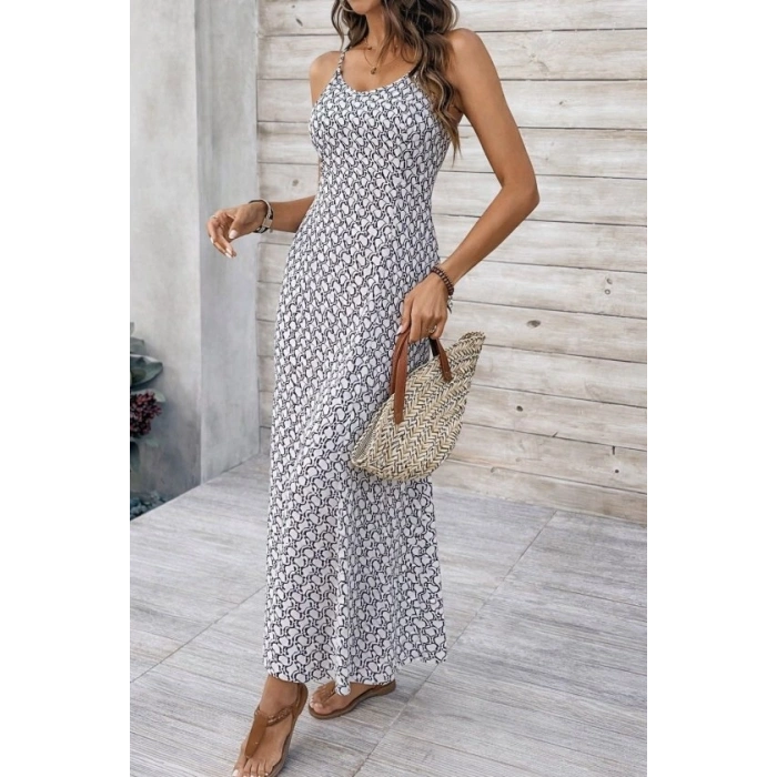 Kadın Ip Askılı V Yakalı Yırtmaçlı Uzun Süprem Elbise