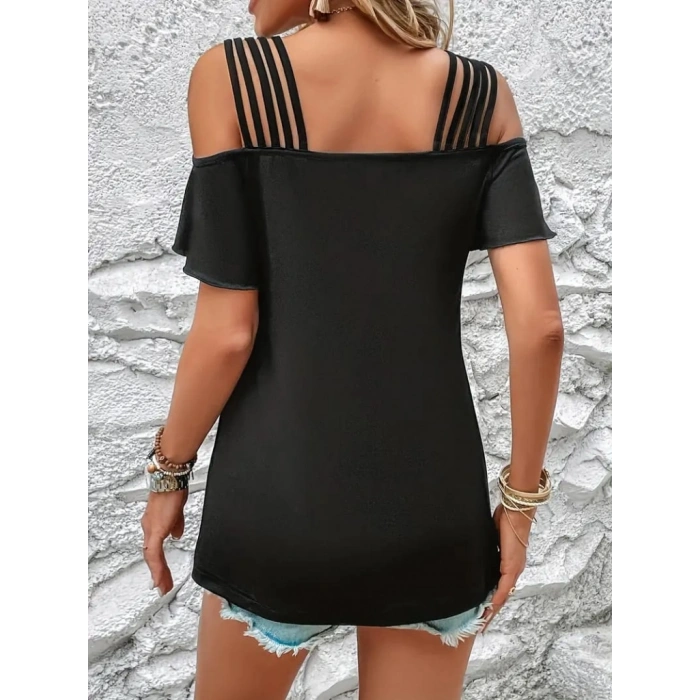 Kadın Kısa Kollu Beş Askılı Viskon Bluz