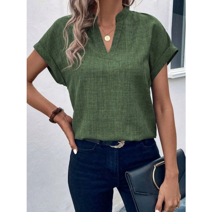 Kadın Kısa Kollu Hakim Yaka Sofya Bluz