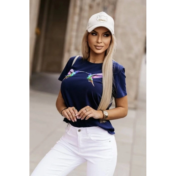 Kadın Kuş Desenli Süprem Tshirt