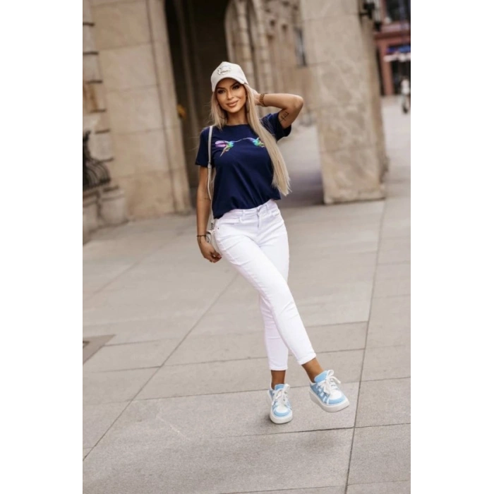 Kadın Kuş Desenli Süprem Tshirt