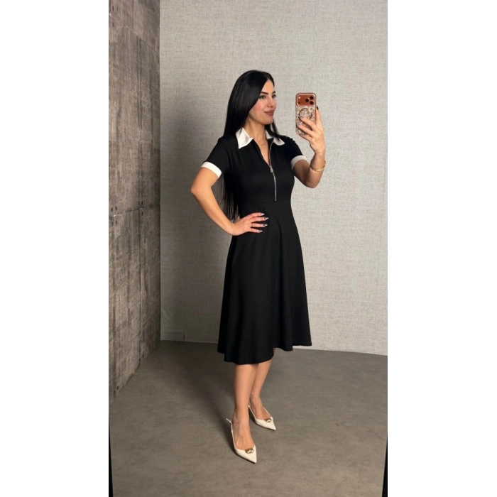 Kadın Polo Yaka Fermuar Detaylı odal idi Elbise