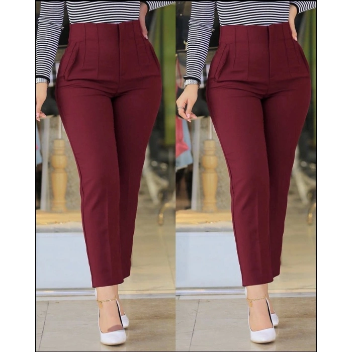 Kadın üste Oturan Paçası Bilek üzerinde Biten Atlas Kumaş Pantolon  (S)  48 (4XL)