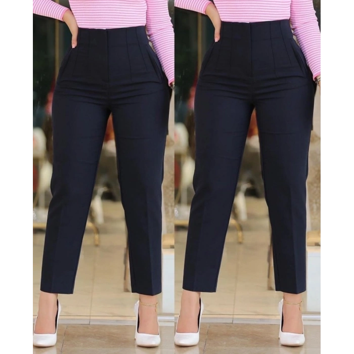 Kadın üste Oturan Paçası Bilek üzerinde Biten Krep Kumaş Kumaş Pantolon  (S)  50 (5XL)