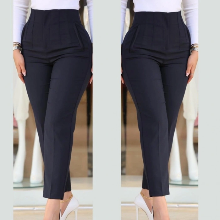 Kadın üste Oturan Paçası Bilek üzerinde Biten Krep Kumaş Kumaş Pantolon  (S)  50 (5XL)