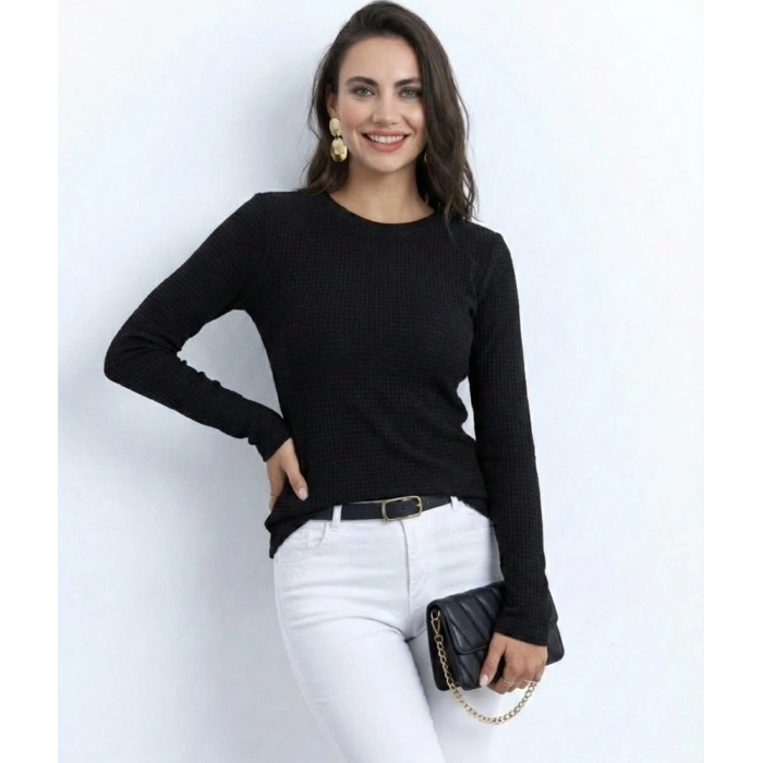 Kadın Uzun Kollu Bisiklet Yaka Triko Kazak