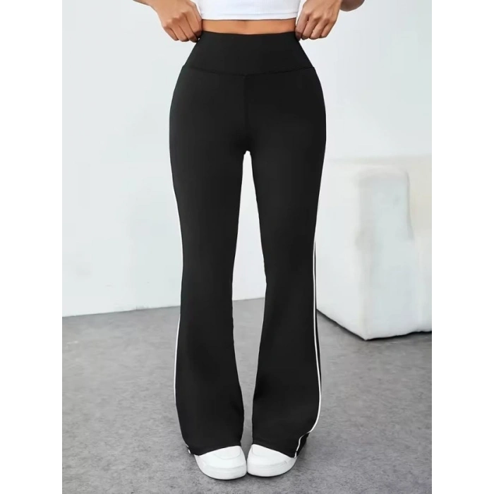 Kadın Yüksel Bel Yan şerit Detaylı Uzun Dalgıç Tayt