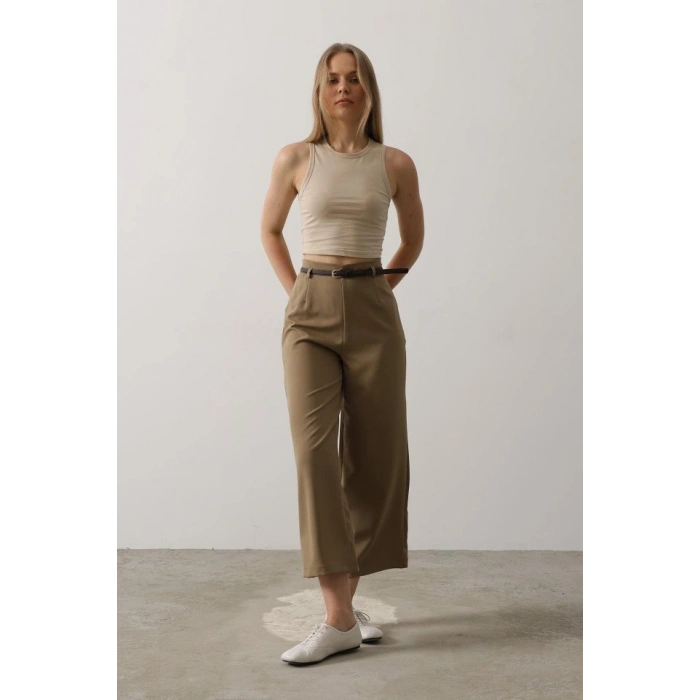 Kemer Pens Detaylı Pantolon  Haki