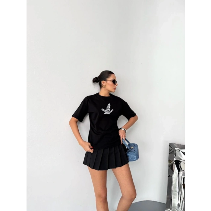 Kısa Kol Baskılı Tshirt  iyah