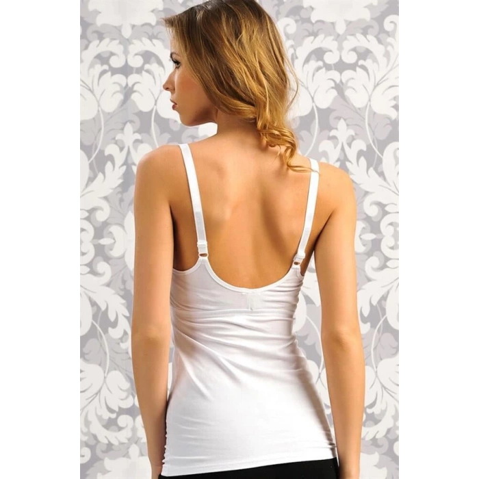 Modal Pamuklu Lohusa Önden Açılan Beyaz Emzirme Atleti