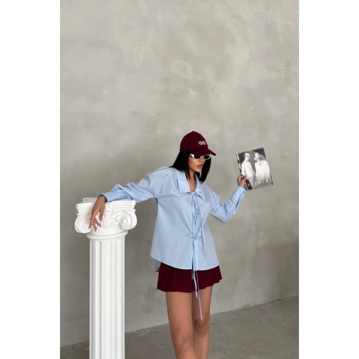 OKU YAKA POPİN GÖMEK İP BAĞAMA DETAYI  Bebe Mavi