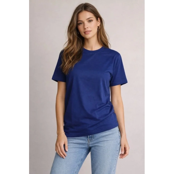 Osy odal Yumuşak Dokulu Kumaş Bisiklet Yaka Tshirt  acivert