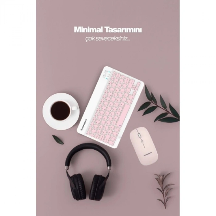 Pembe Kablosuz Klavye Ve Mouse Seti