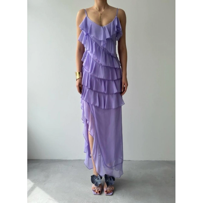 Ples Yırtmaç Detaylı Elbise