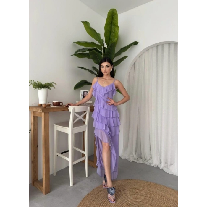 Ples Yırtmaç Detaylı Elbise