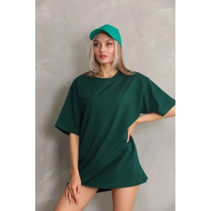 Regular Fit Tişört Bisiklet Yaka Yazlık Kısa Kol Basıc Thirt  Yeşil