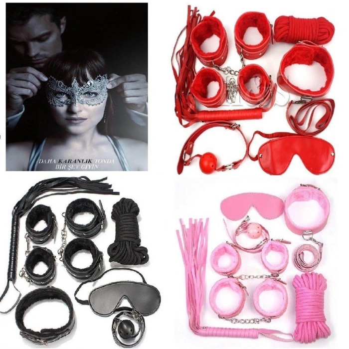 Secretsita Grinin 50 Tonu Fantazi Kelepçe Kırbaç Seti