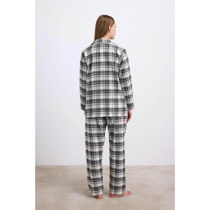 Secretsita Kareli Flanel Görünümlü Uzun Kollu 2li Pijama Takımı